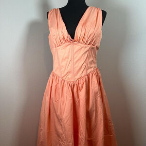 13 HOUSE OF CB 'Emmelina' Sorbet Cotton Corset Sundress/Size L (Full Cup D+)8-10
